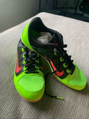 NWOT Women’s Neon Green Athletic Track Running Spikes with Black and Pink